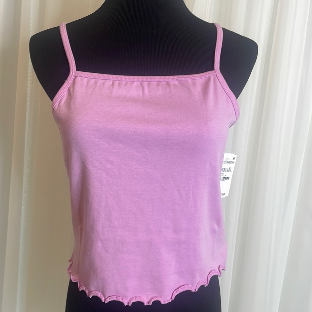 NWT Purple Tulip BP Tank Top with ruffled hem, size L